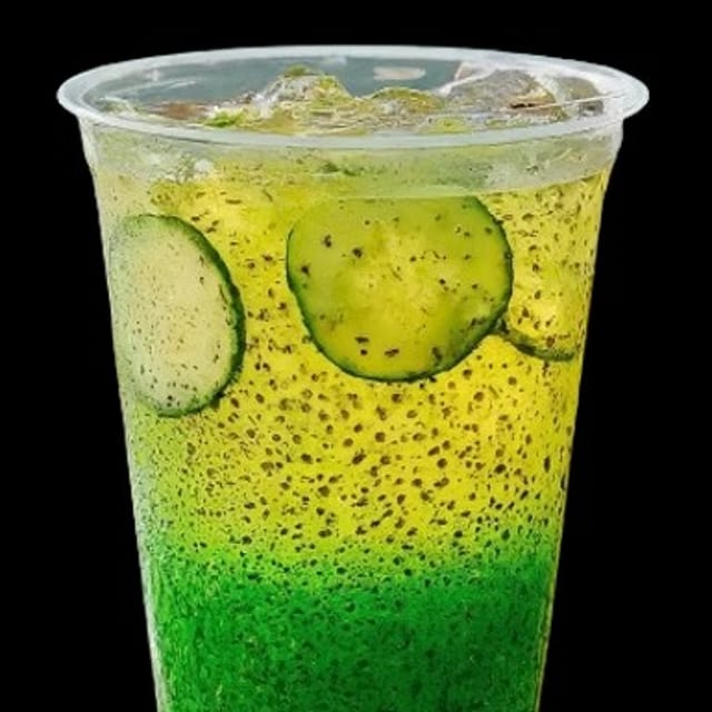 Cucumber Lemonade with Chia Seeds.