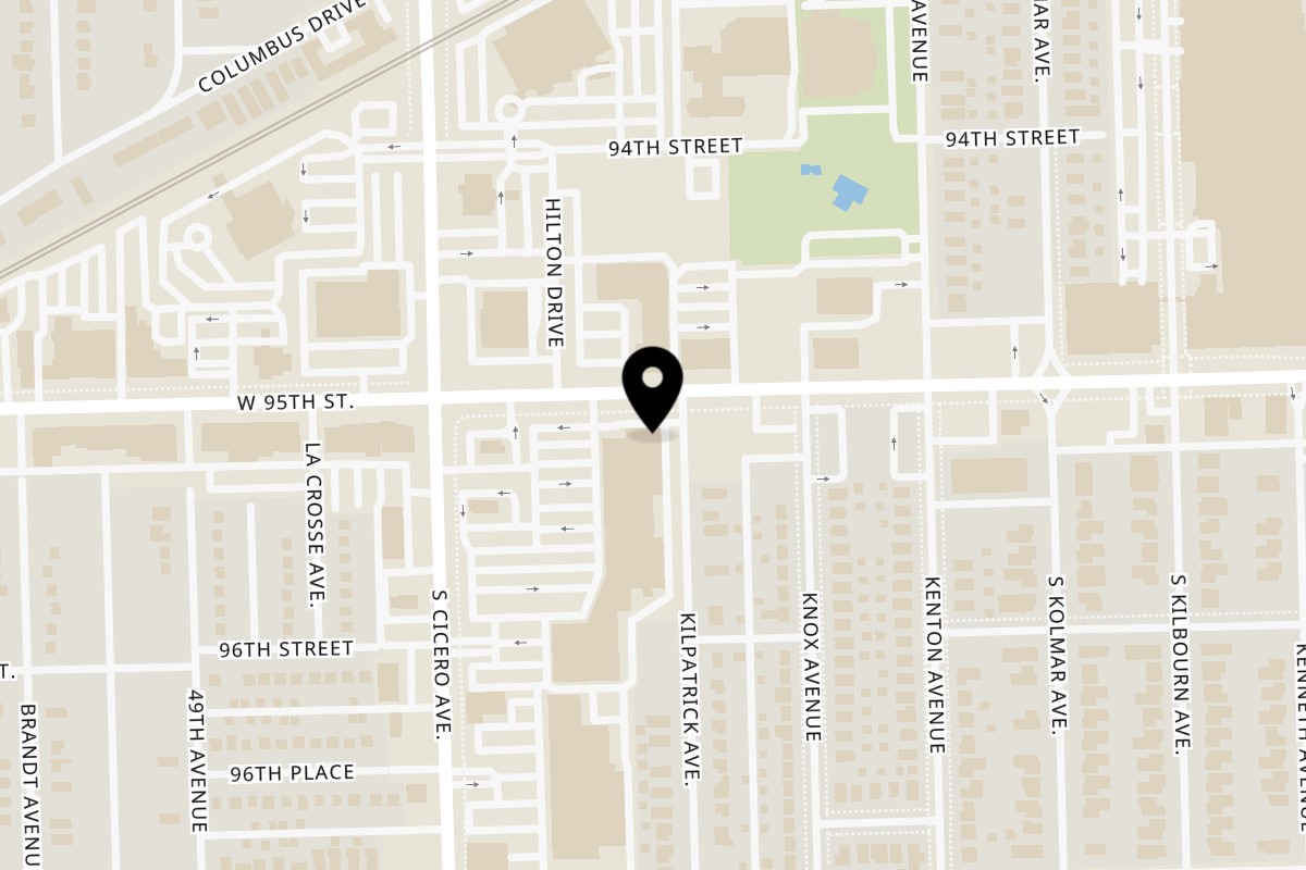 Map showing the location of Vytal Nutrition Smoothie Bar on 4703 W 95th St in Oak Lawn